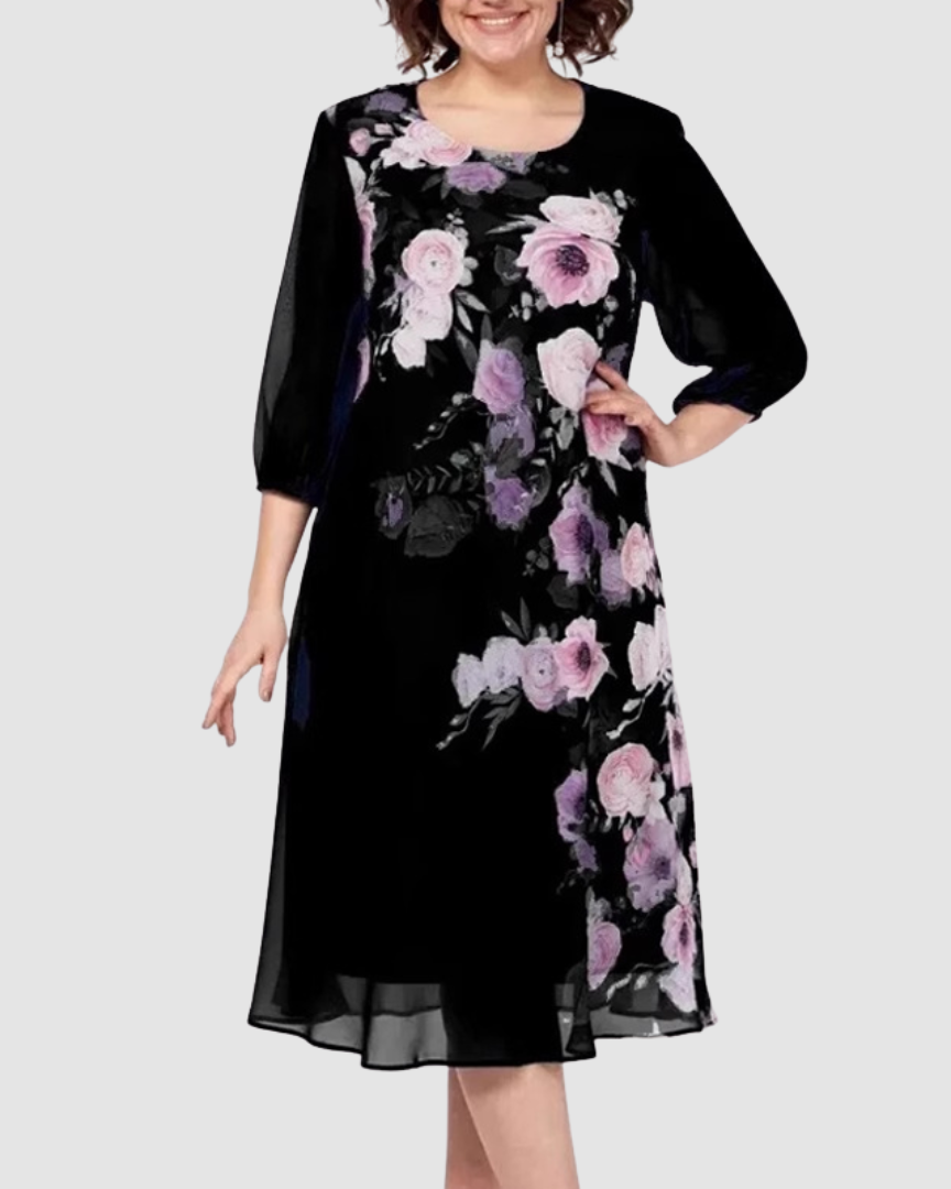 Allison Floral Elegance Dress Red | Cow Clothing