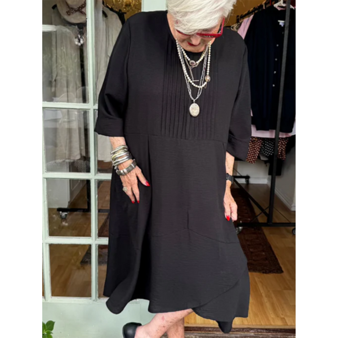 Women's Pleated Dress with Irregular Hem