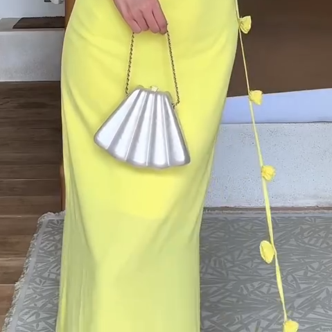 Women's Elegant Maxi Backless Dress with Straps, Floral Design, and