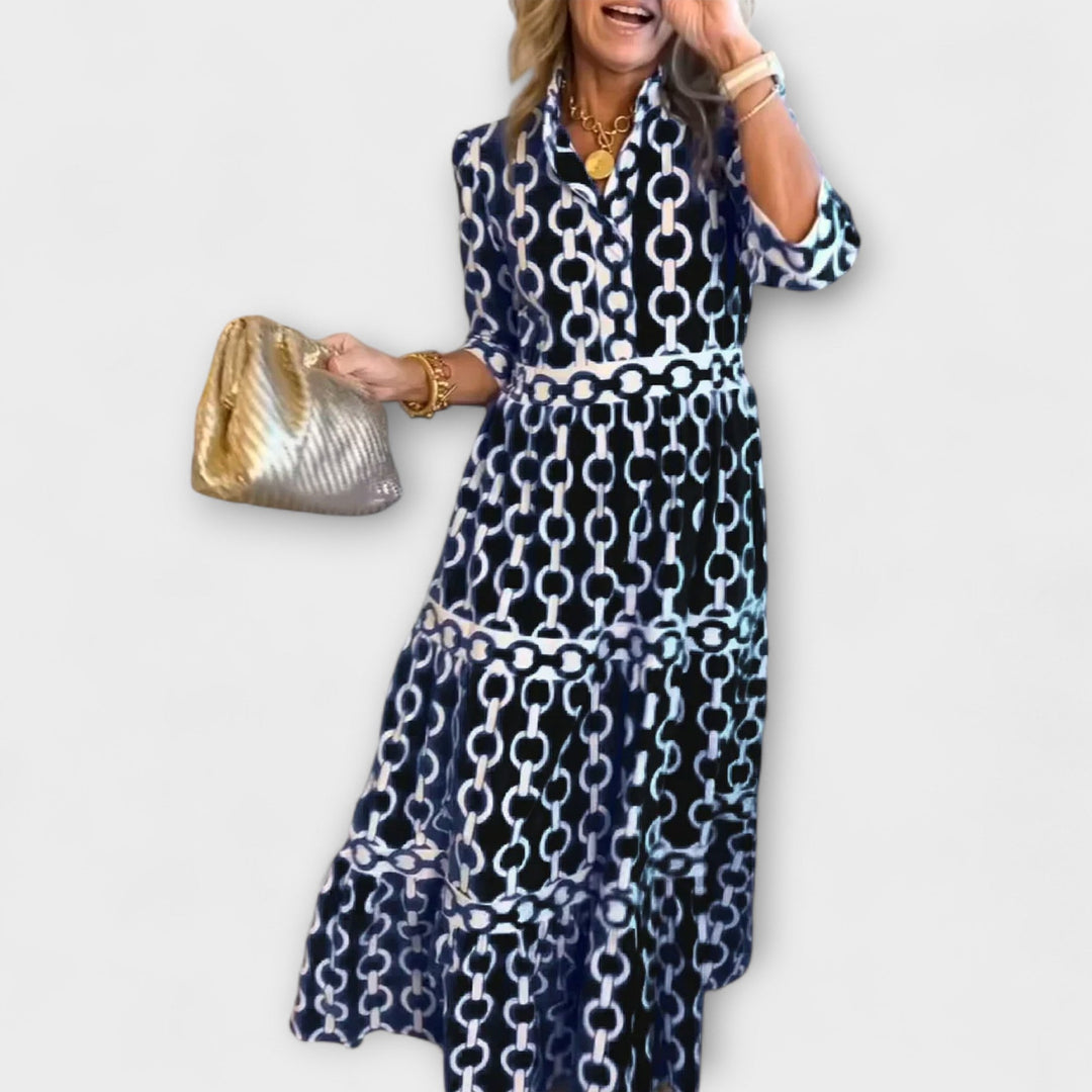 Women's Sheena Chain-Print Midi Dress – Effortlessly Chic
