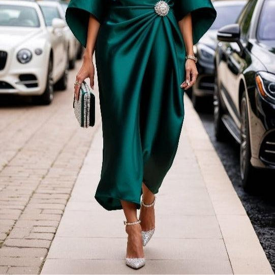 Women's Elegant Luxury Shimmer Satin Maxi Dress