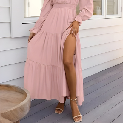 Boho Off-Shoulder Maxi Dress – Effortless, Flowing Bohemian Style