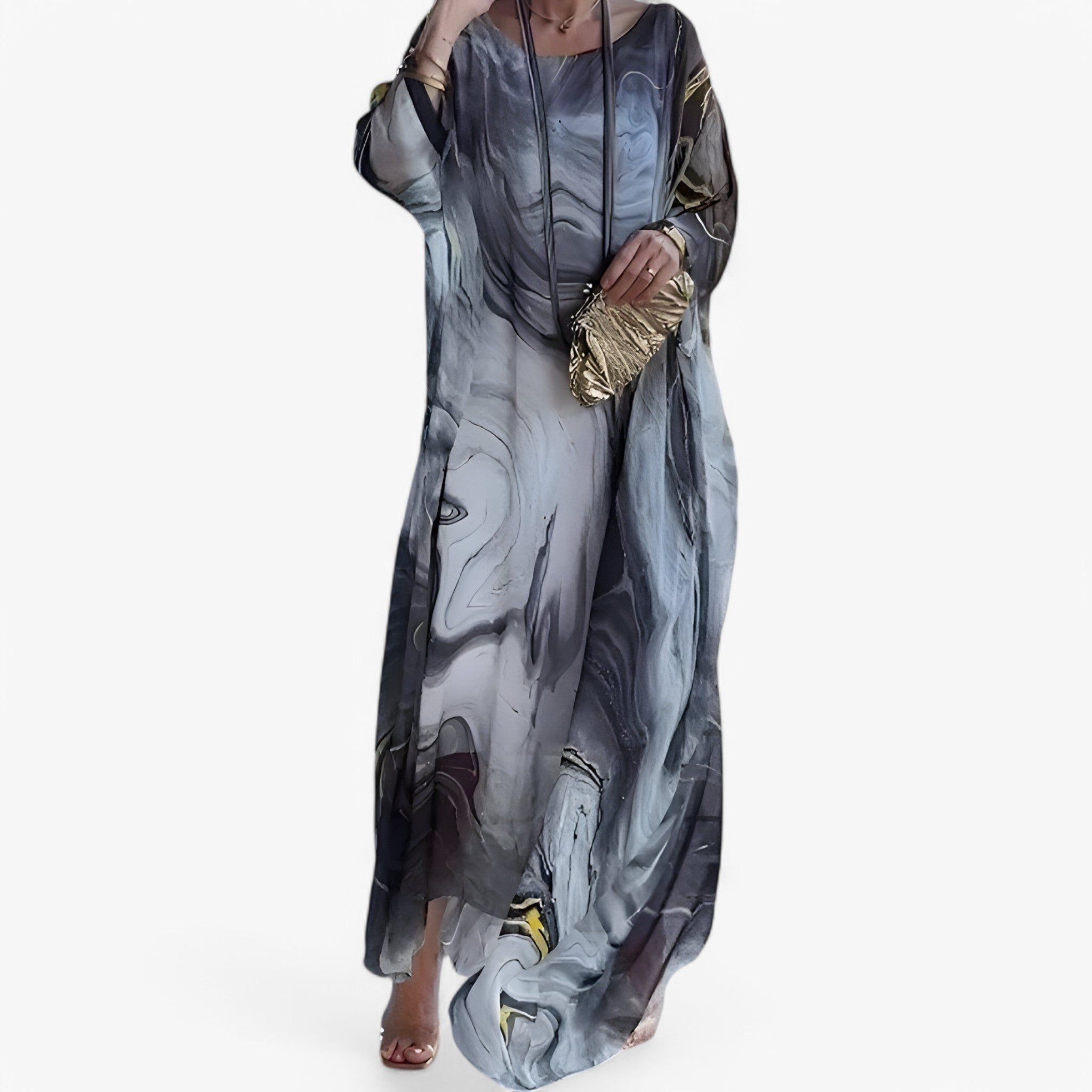 Women's Marble-patterned maxi dress – unique and elegant