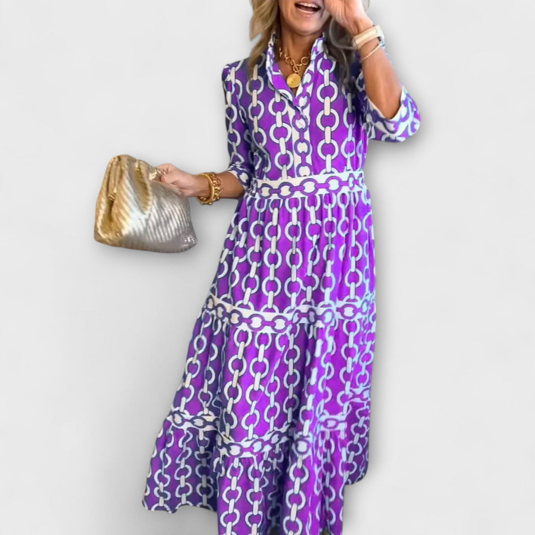 Women's Sheena Chain-Print Midi Dress – Effortlessly Chic