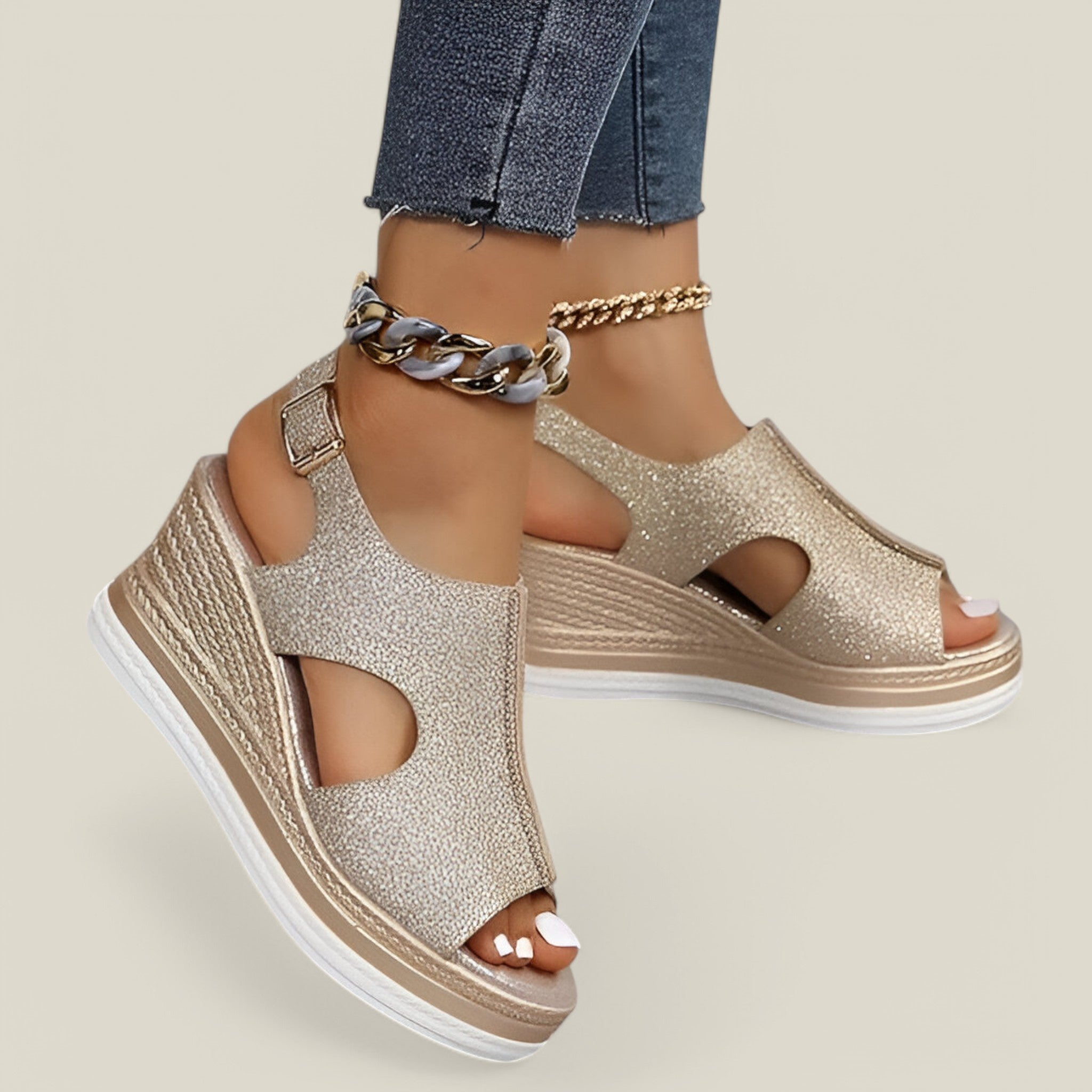 Cora | Sandales à semelles compensées - Confortables et élégantes