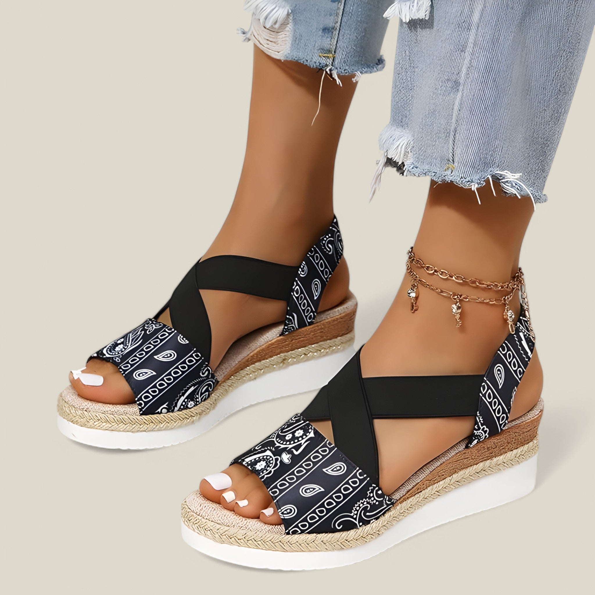 Lina | Sandales de plage à plateforme - élégantes et confortables