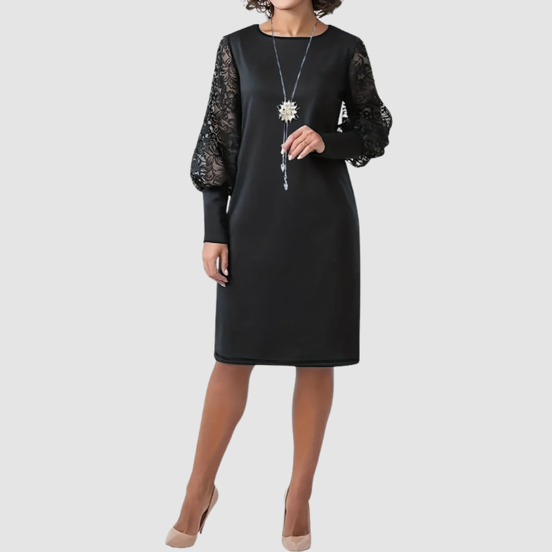 Women's Graceful Floral Lace-Trim Dress