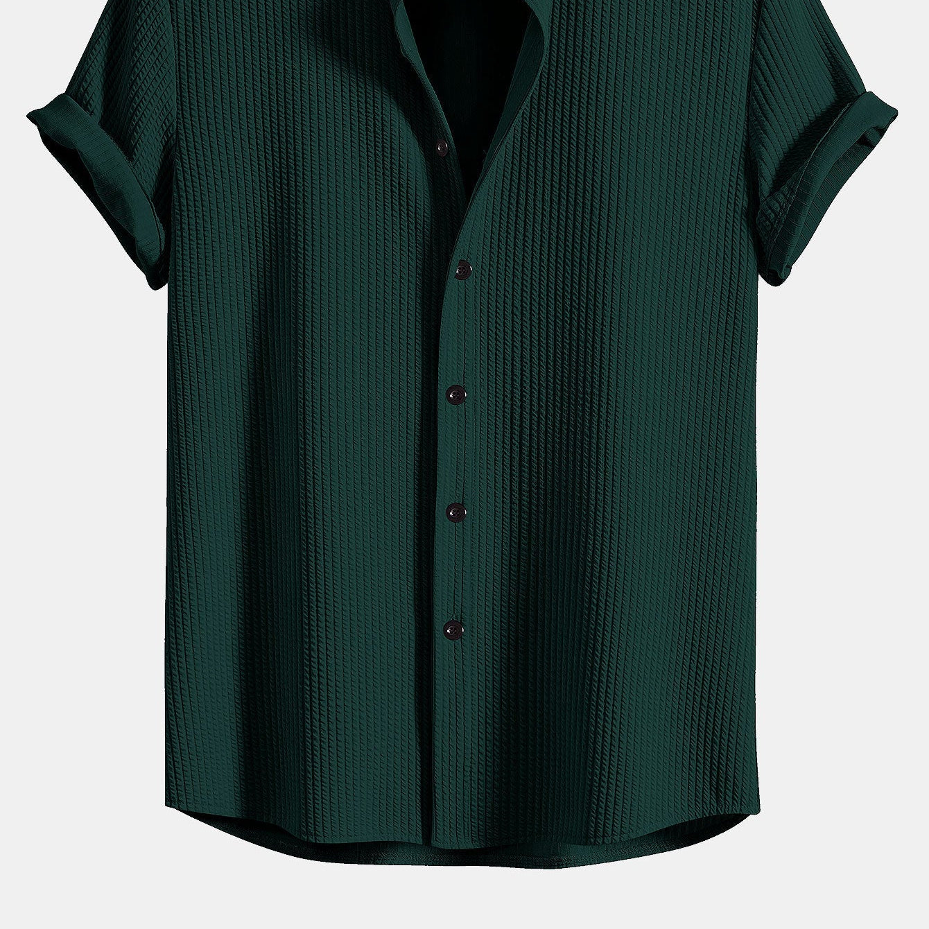 Men's Sleek Muscle-Fit Ribbed Stand Collar Shirt