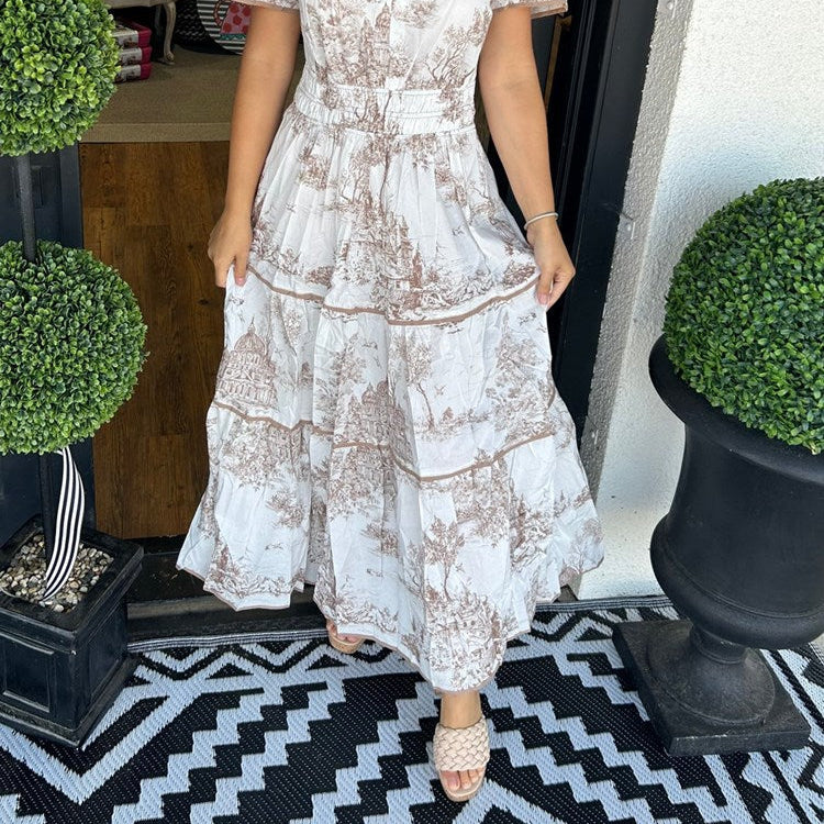 Women's Classic Toile Maxi Dress — Timeless Toile Print in a