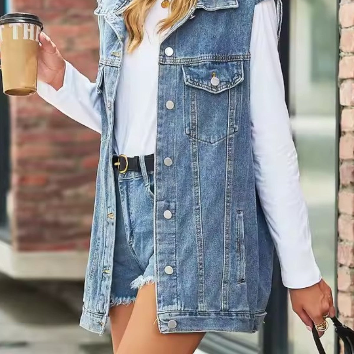 Mira Autumn Retro Denim Vest Jacket - Vintage-Inspired Denim for Effortless Fall Style