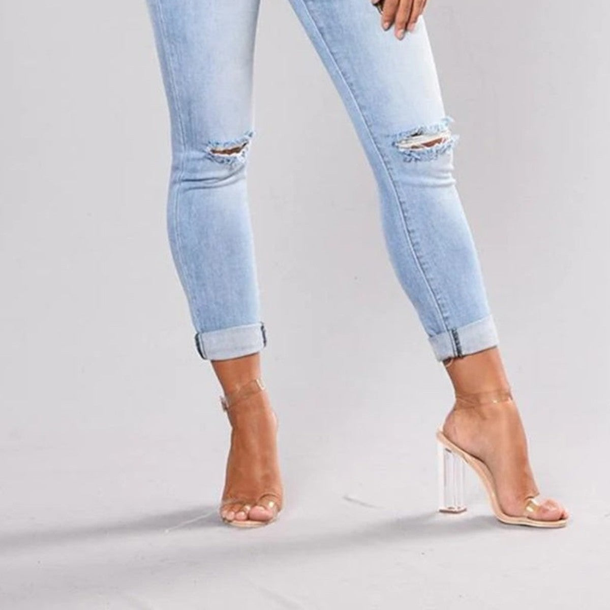 Women's Embroidered Distressed Denim Skinny Jeans
