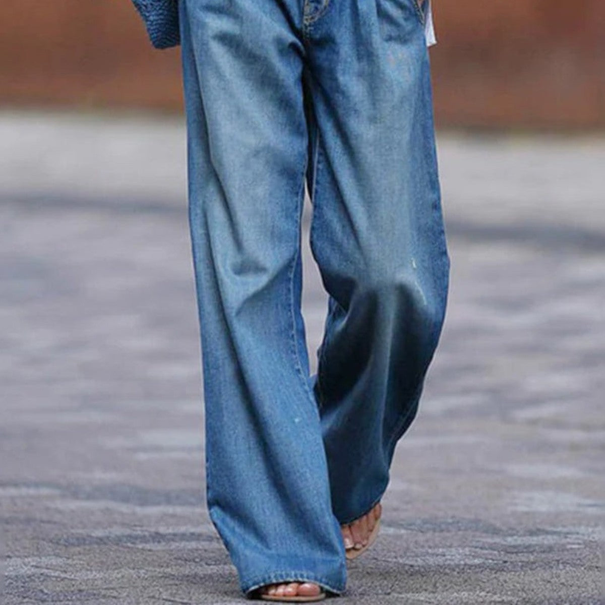 Women's Waist Wide-Leg Denim Jeans - Flattering Fit & Everyday Comfort
