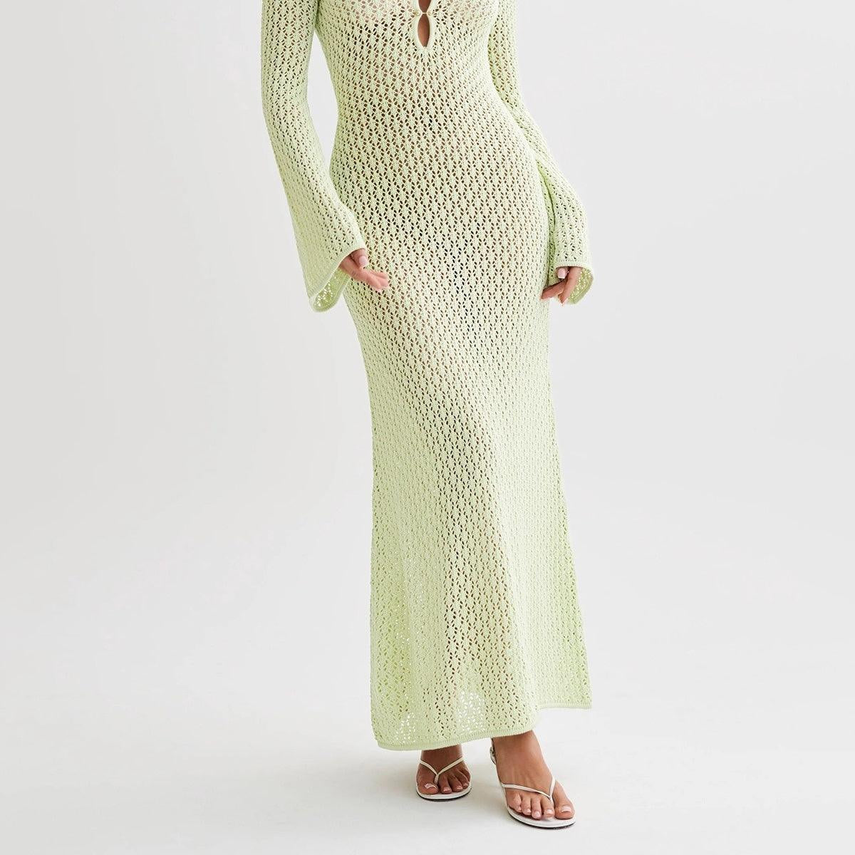 Women's Elegant Long Sleeve Dress with Open Back for Shoulder Covering