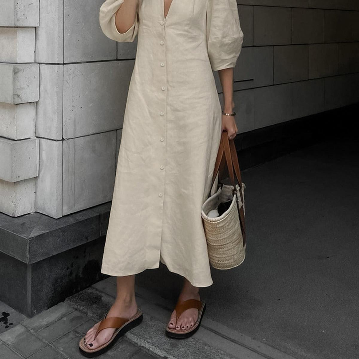 Women's Elegant cotton-linen dress