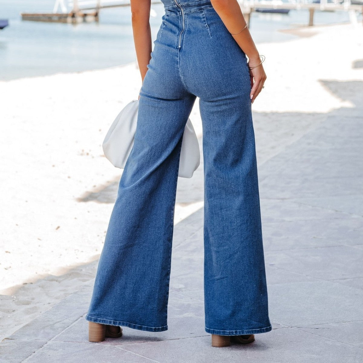 Women's Harper Denim Flared Jumpsuit - Effortlessly Chic, Flattering