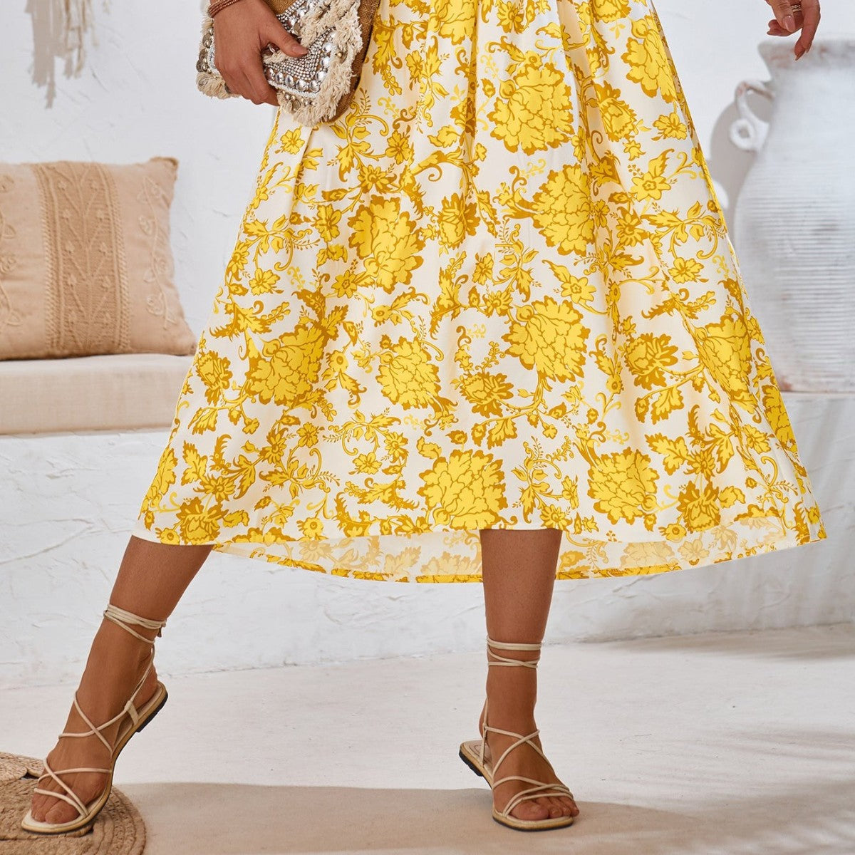 Women's Floral Midi Skirt - Lightweight Summer Essential