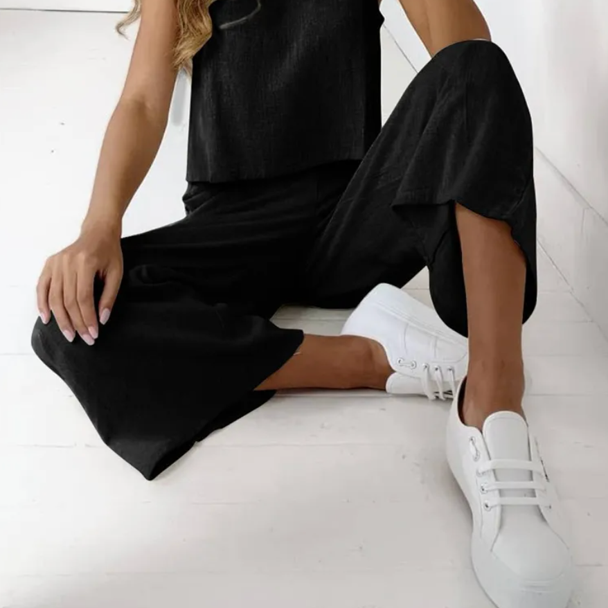 Women's Summer Two-Piece Set: Lightweight Top & Casual Pants