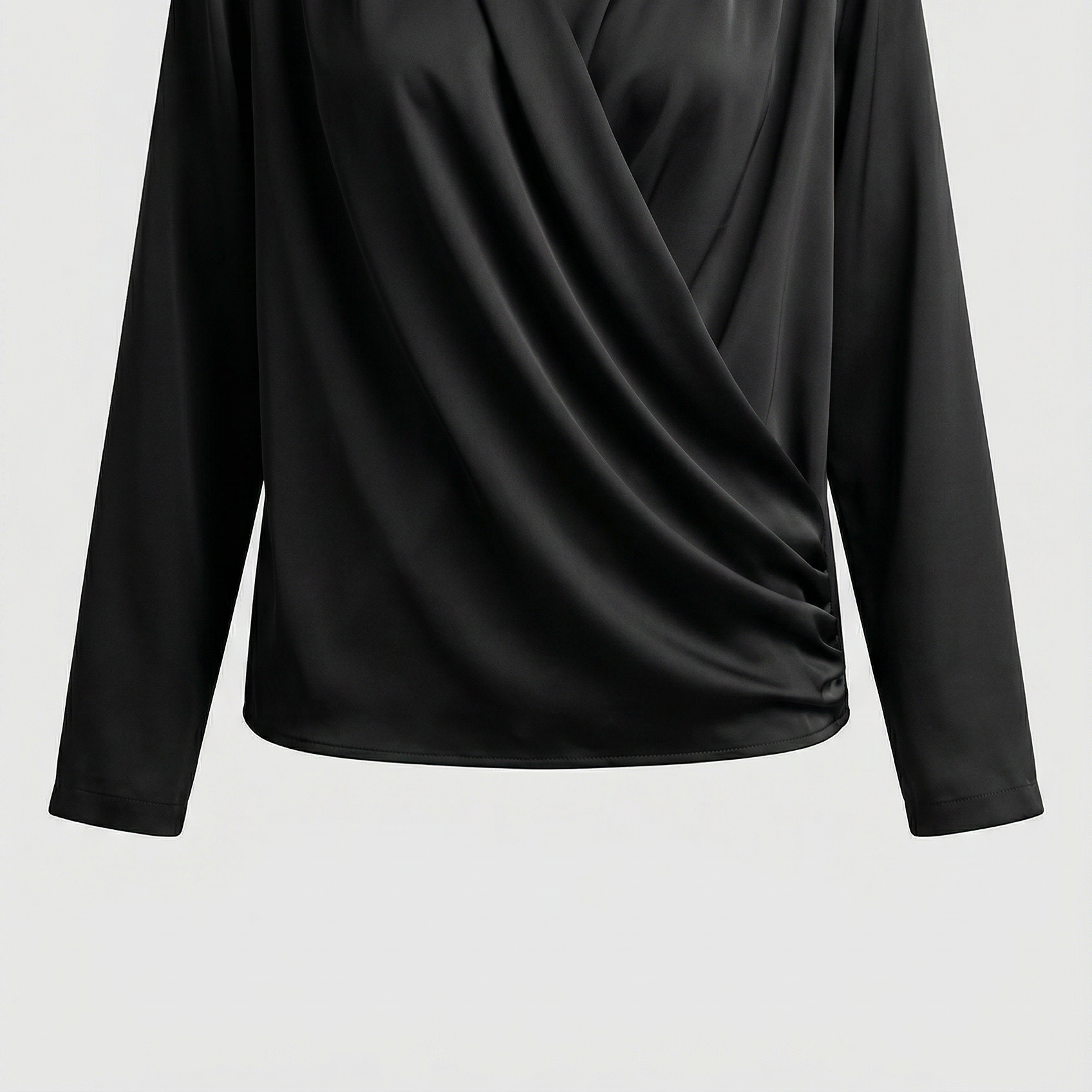 Cassandra – Elegant Draped V-Neck Blouse for Effortless Chic