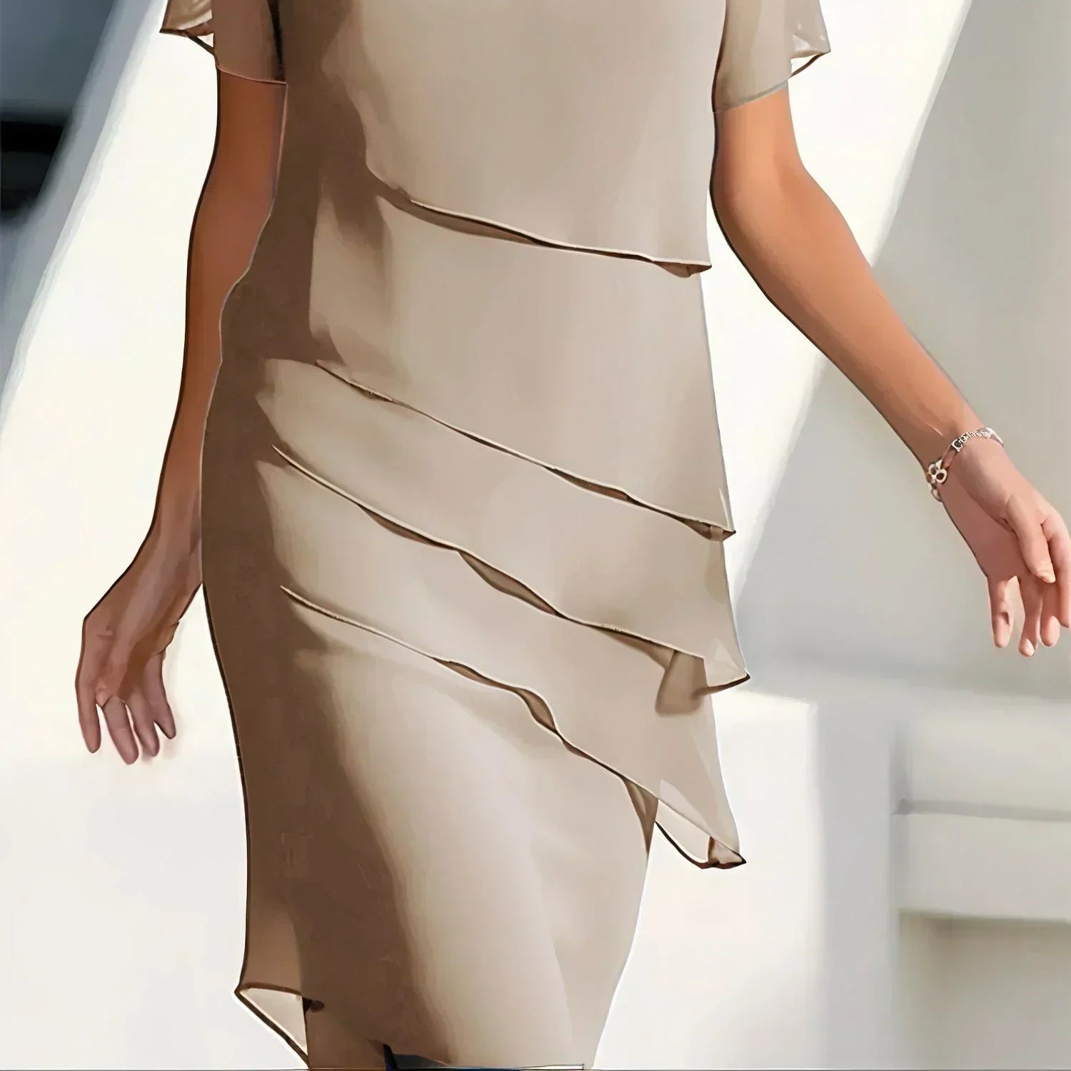 Women's Elegant Tummy-Cover Dress for a Chic, Modest Look