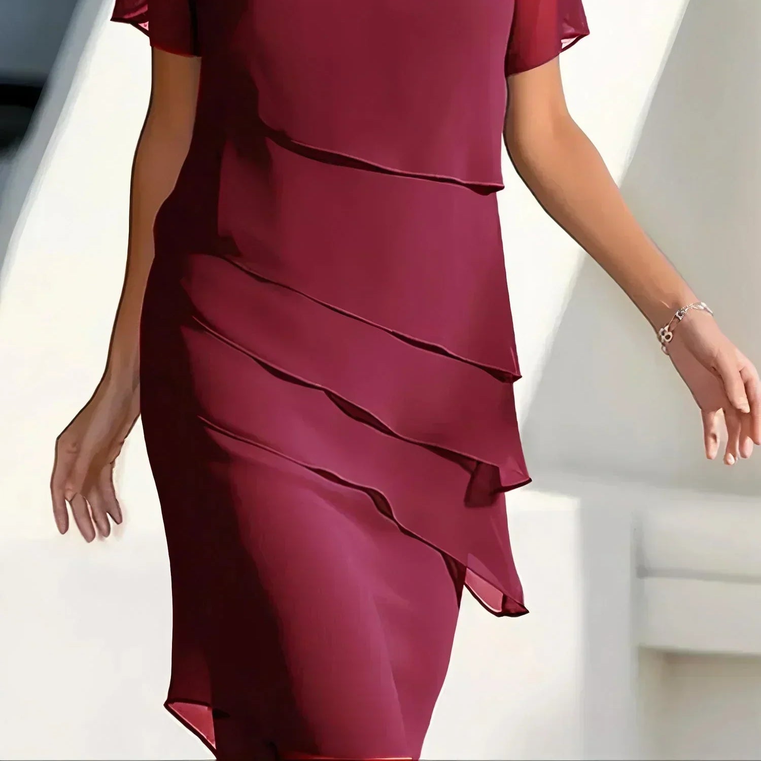 Women's Elegant Tummy-Cover Dress for a Chic, Modest Look