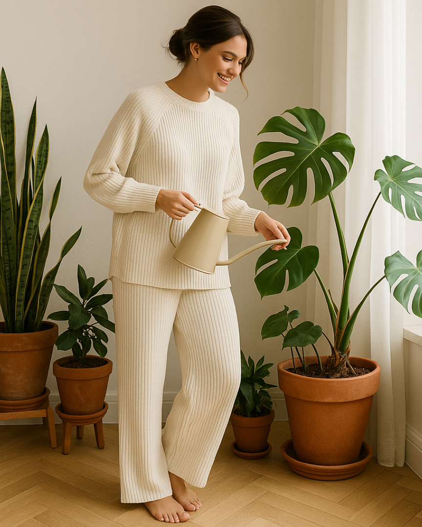 Eliza | Hyggeligt ribbet loungesæt - - women's fashion - {{ product_tags }