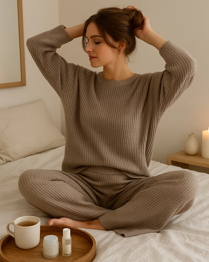 Eliza | Hyggeligt ribbet loungesæt - - women's fashion - {{ product_tags }