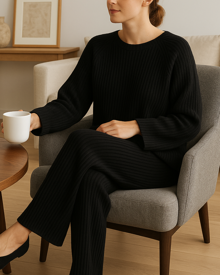 Eliza | Hyggeligt ribbet loungesæt - - women's fashion - {{ product_tags }