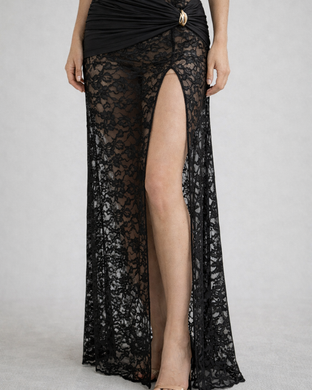 After Dark Lace Maxi Dress Black | Cow Clothing