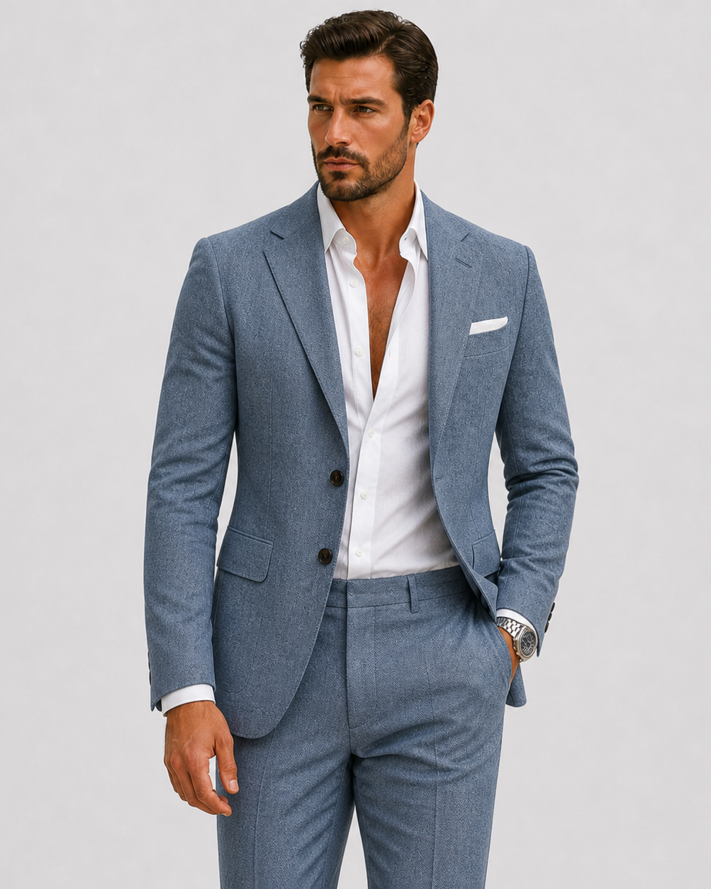 Herre Linnedjakkesæt Slim-Fit - Sommerlig Elegance - - Suits - {{ product_tags }