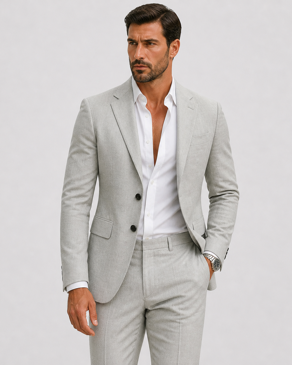 Herre Linnedjakkesæt Slim-Fit - Sommerlig Elegance - - Suits - {{ product_tags }