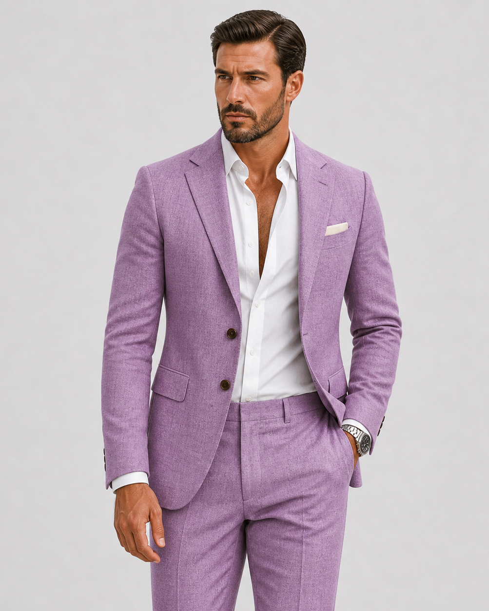 Herre Linnedjakkesæt Slim-Fit - Sommerlig Elegance - - Suits - {{ product_tags }