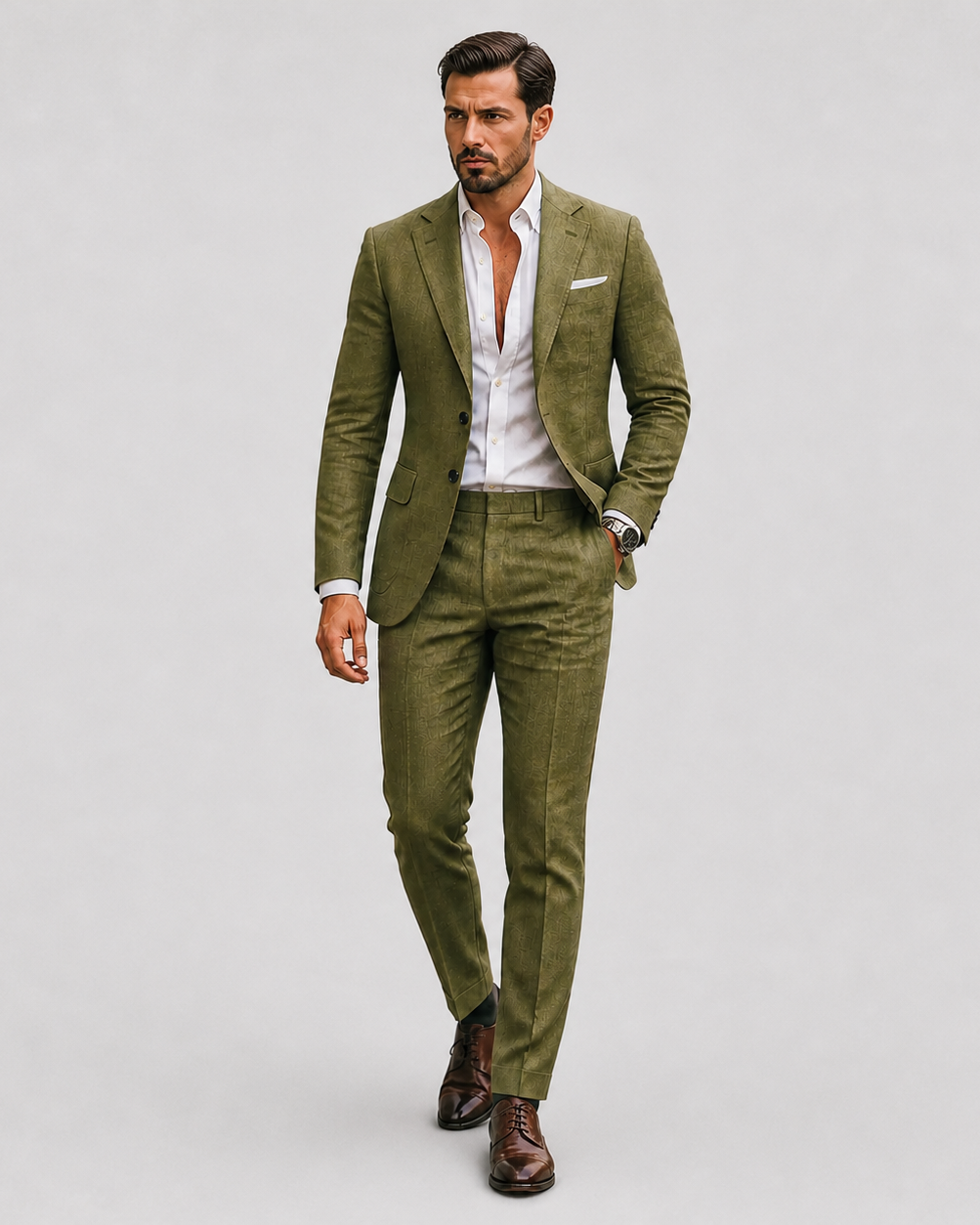 Herre Linnedjakkesæt Slim-Fit - Sommerlig Elegance - - Suits - {{ product_tags }
