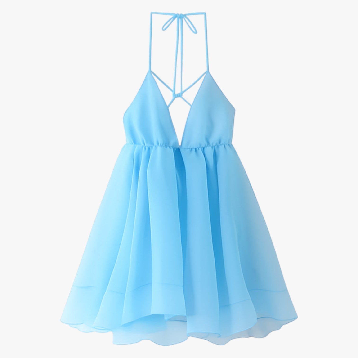 Women's Summer dress with an open back and elegant pleated trim
