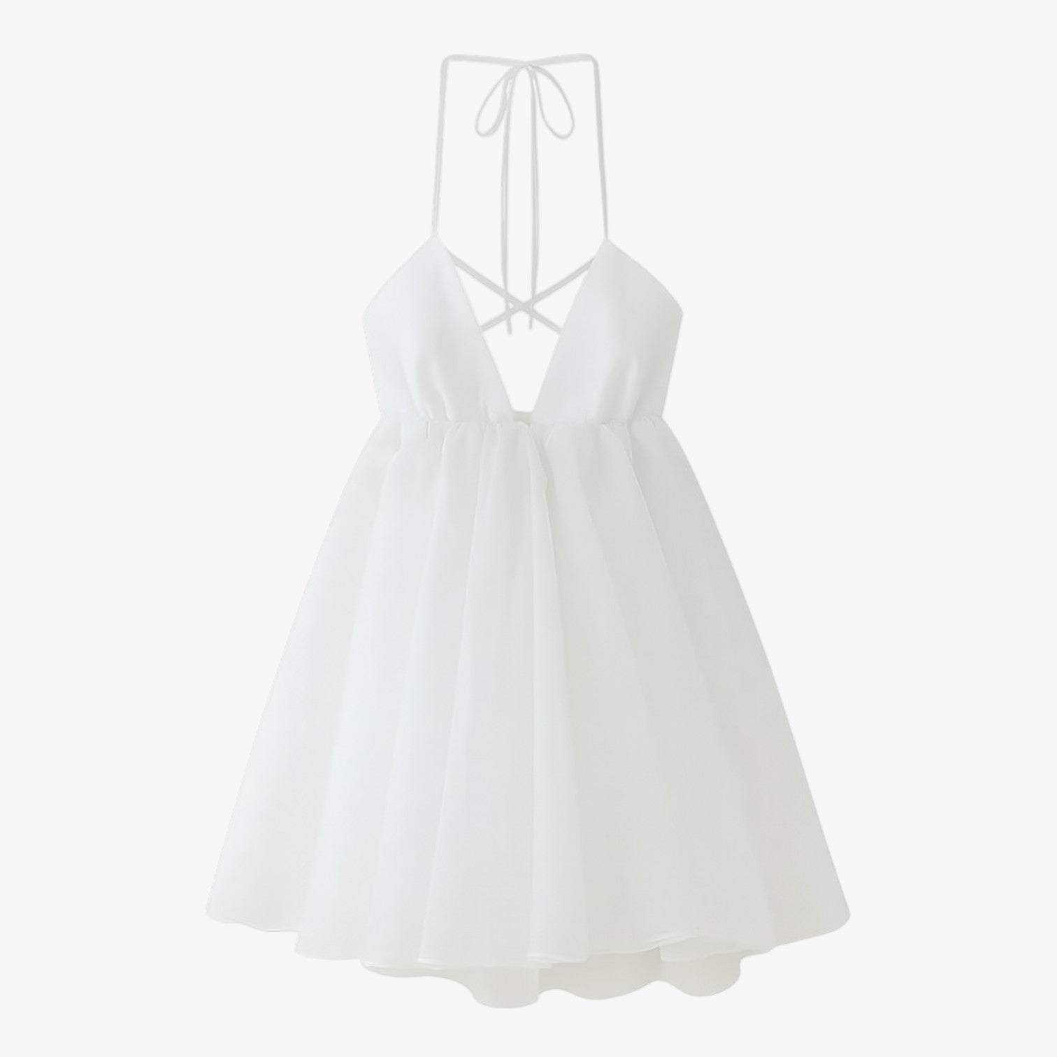 Women's Summer dress with an open back and elegant pleated trim