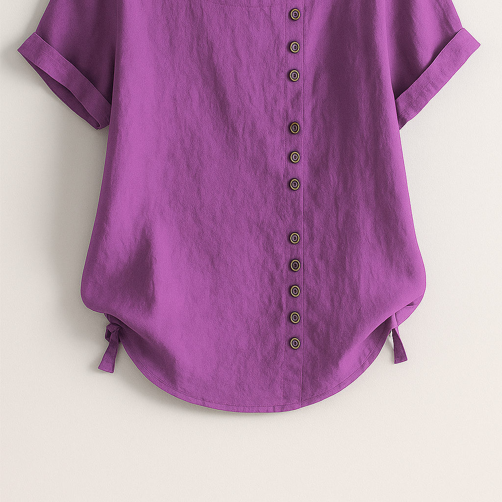 Ladies' Linen Button-Front Blouse - Lightweight, Breathable and Elegant