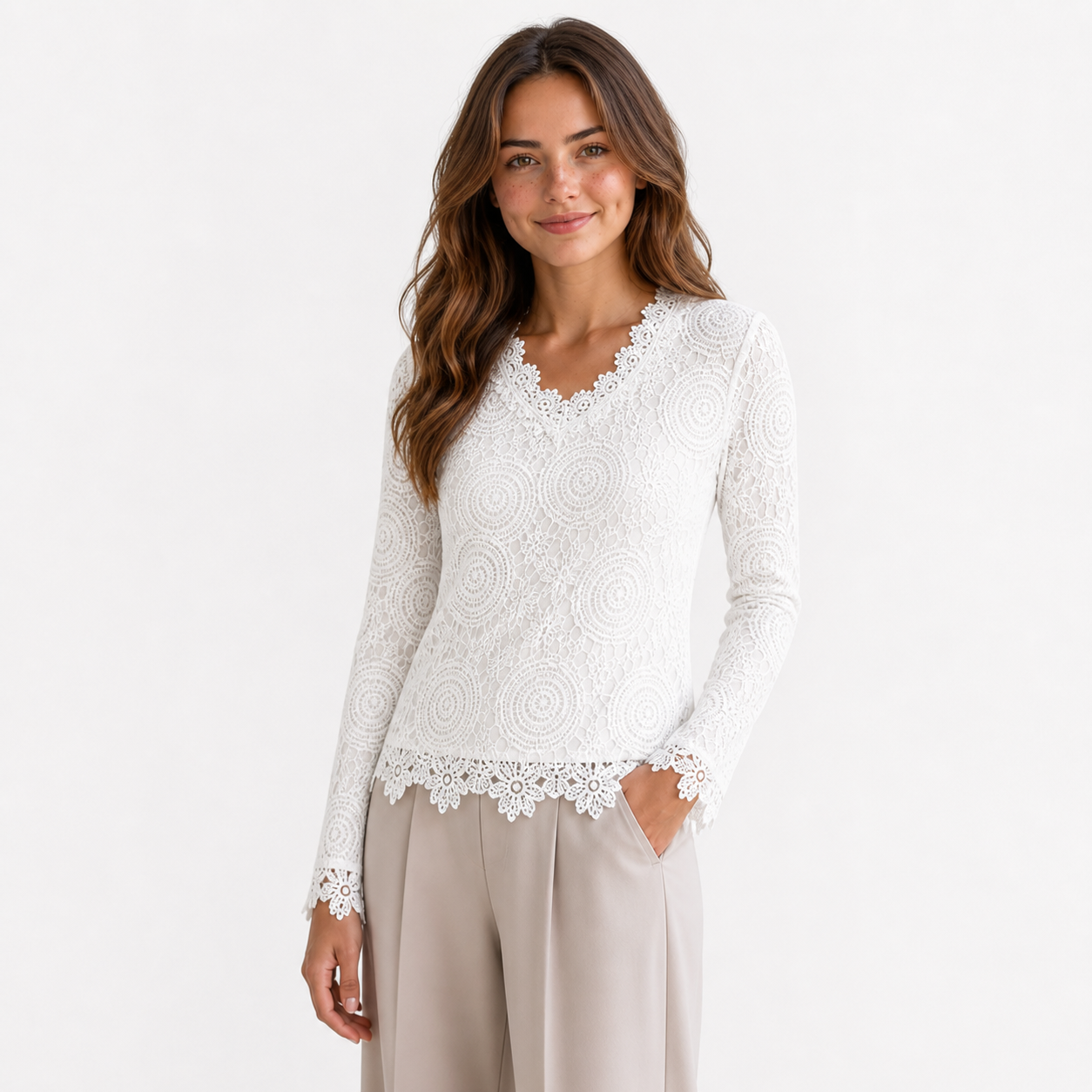 Elegant Long-Sleeve Lace Top