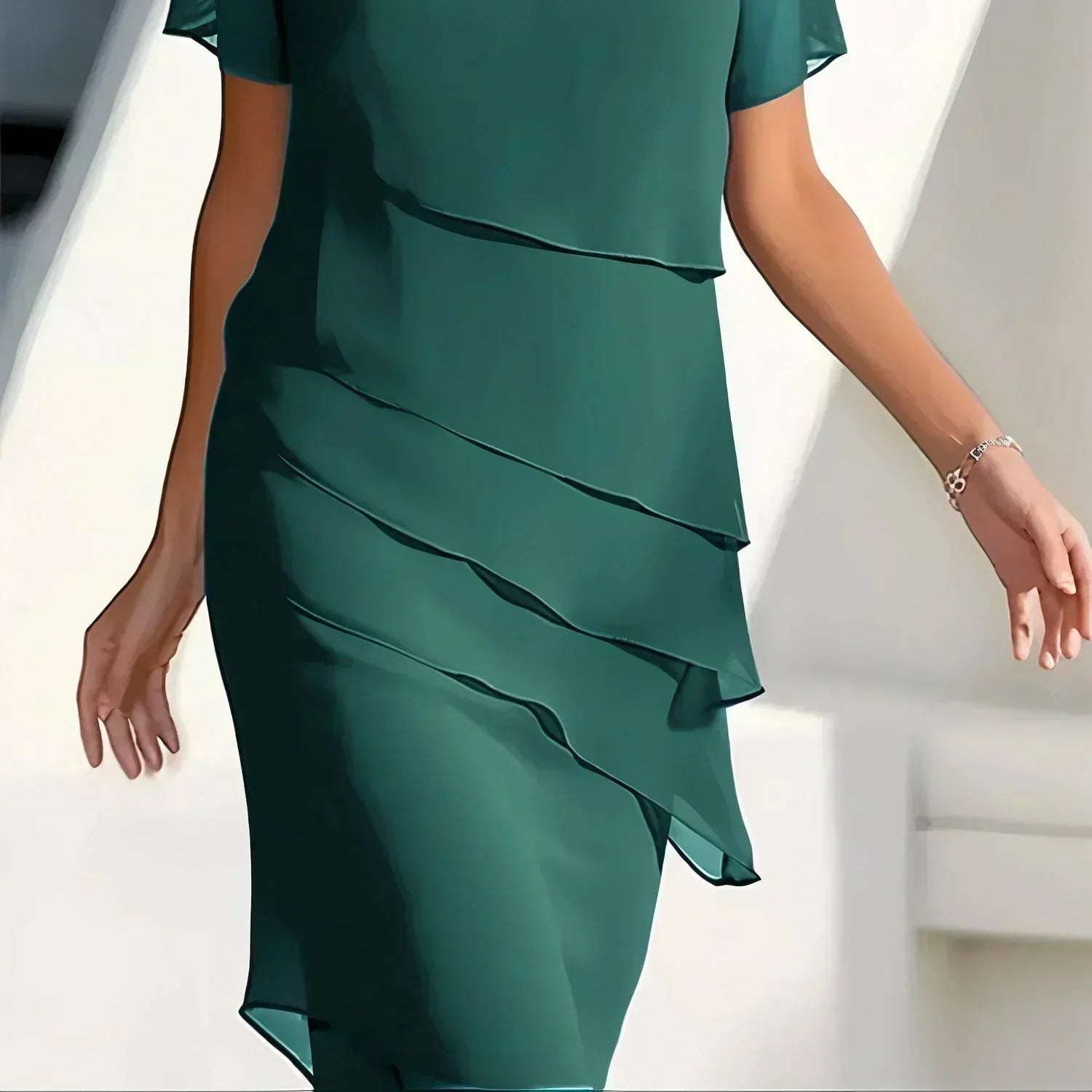 Women's Elegant Tummy-Cover Dress for a Chic, Modest Look