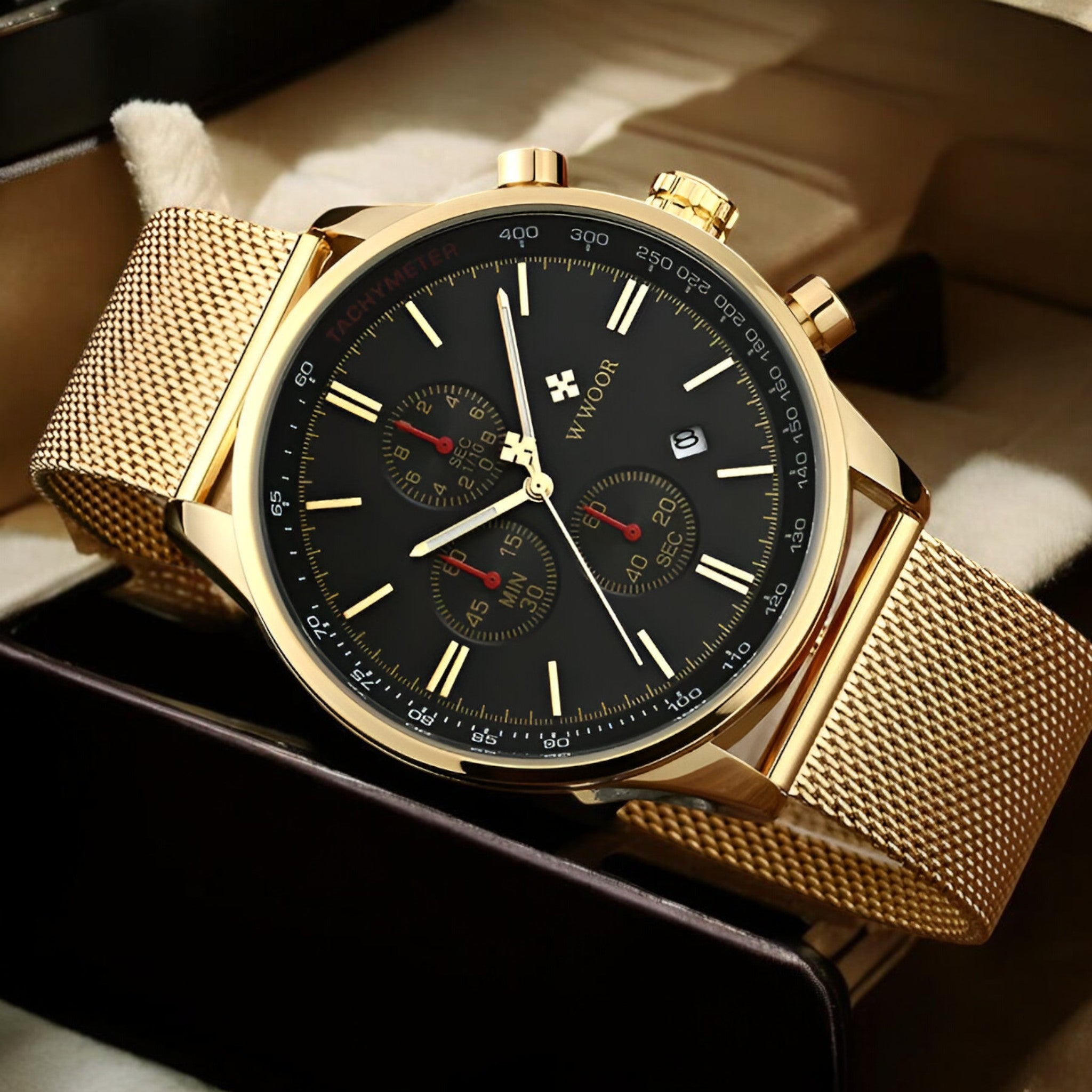 Joseph | Montre chronographe or noir