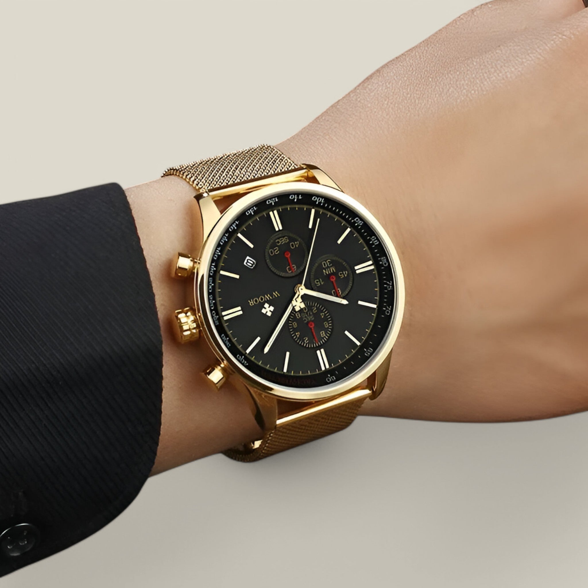 Joseph | Montre chronographe or noir