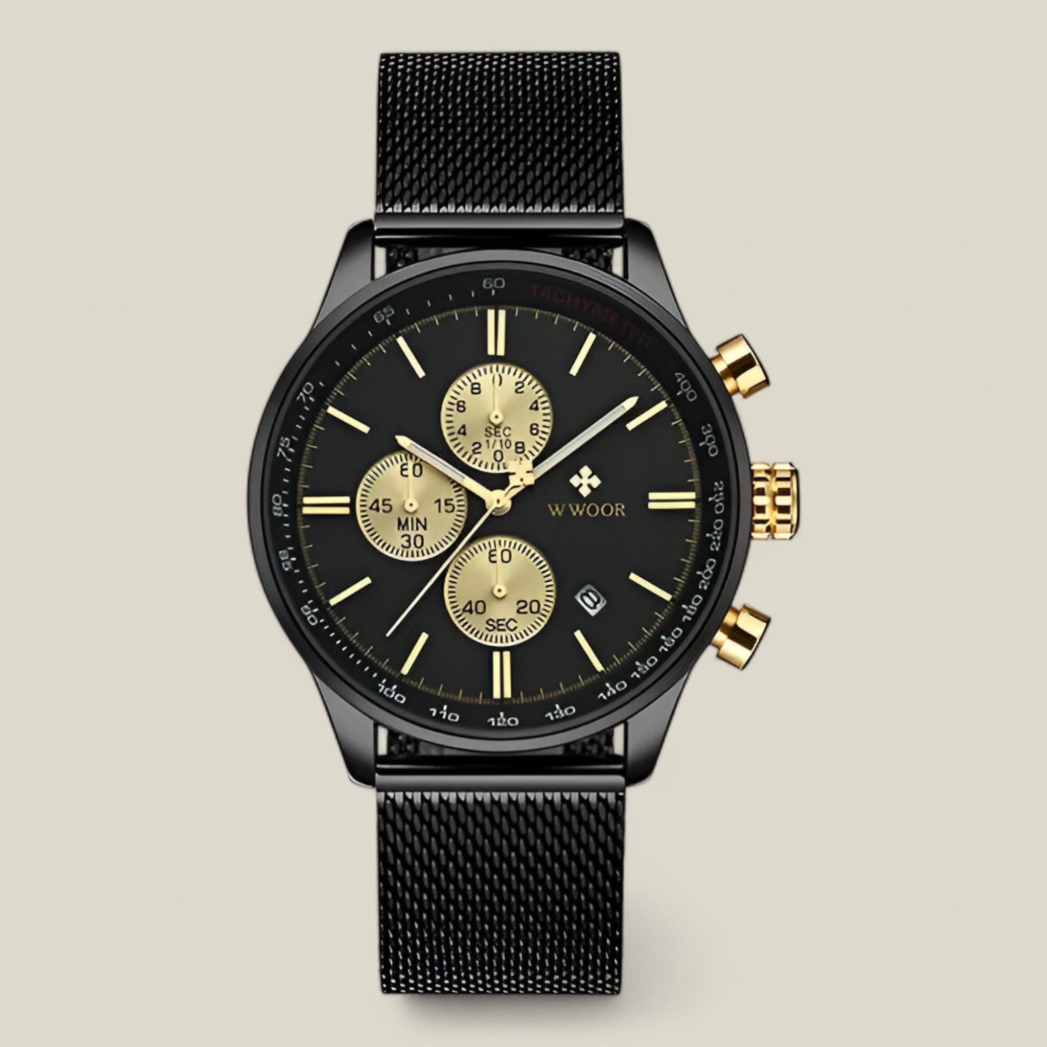Joseph | Montre chronographe or noir
