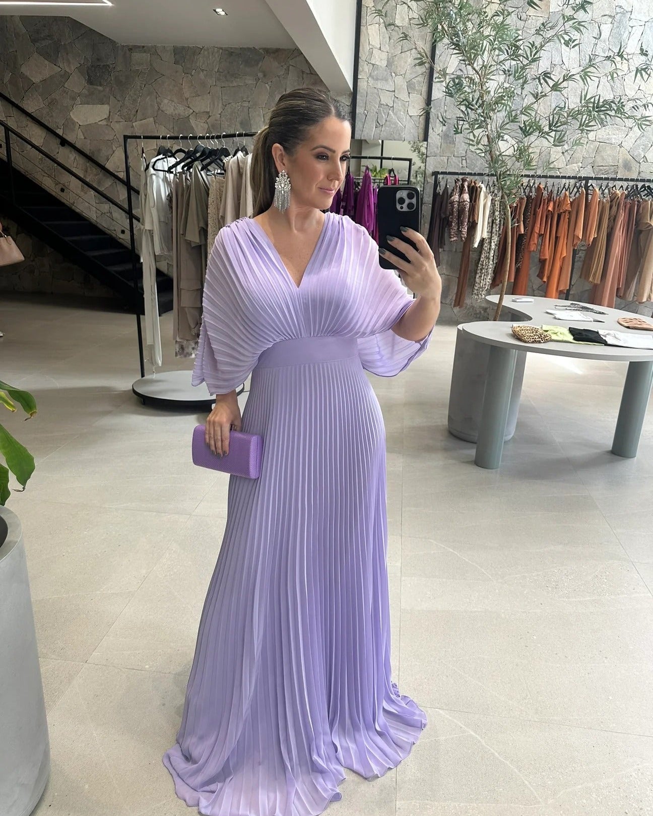 Bold, Vibrant Pleated Maxi Dress