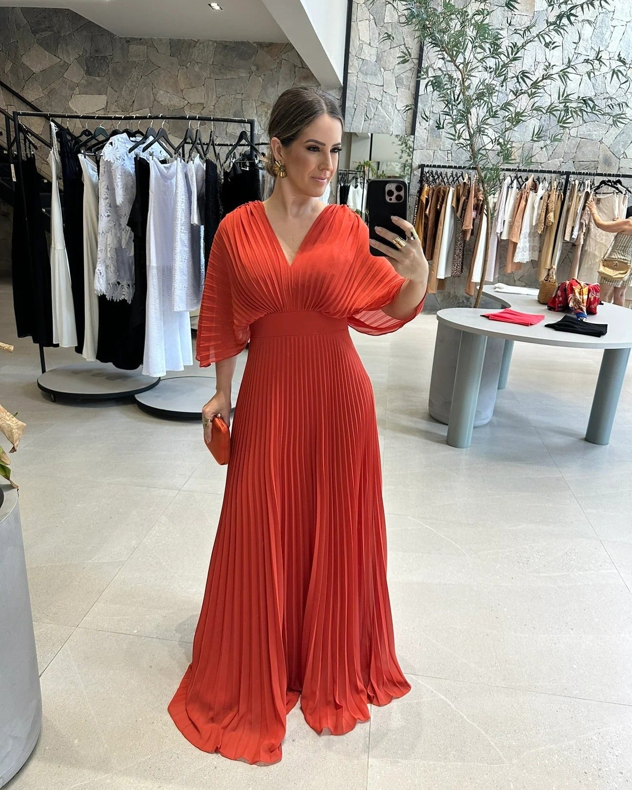Bold, Vibrant Pleated Maxi Dress