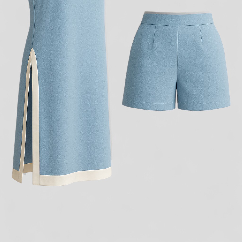 Arlo | Kvinders Boho Farveblok Sæt til Sommer - Himmelblå - Kvinders sæt - {{ product_tags }