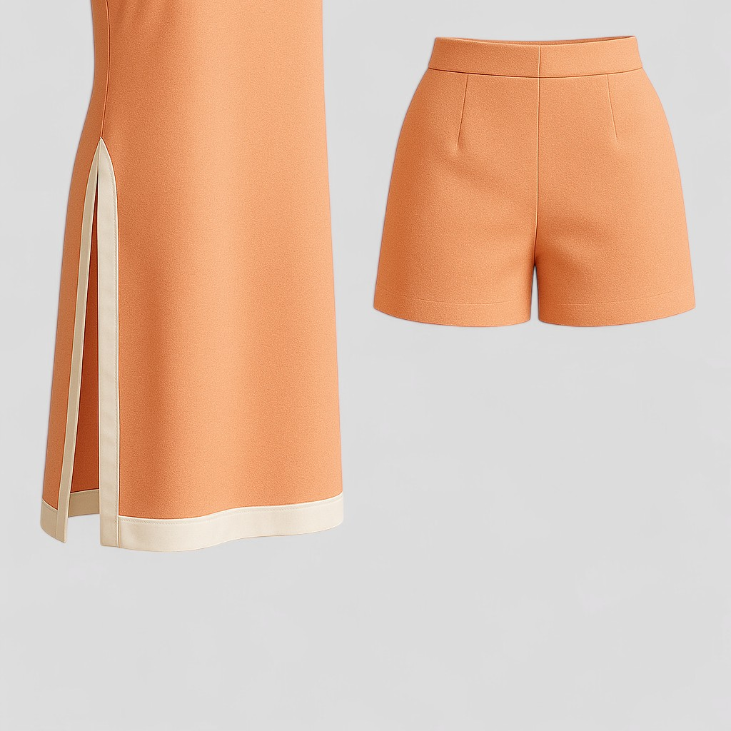 Arlo | Kvinders Boho Farveblok Sæt til Sommer - Orange - Kvinders sæt - {{ product_tags }