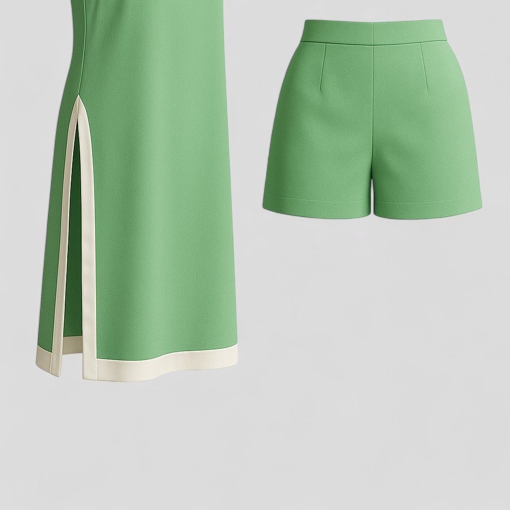 Arlo | Kvinders Boho Farveblok Sæt til Sommer - Grøn - Kvinders sæt - {{ product_tags }