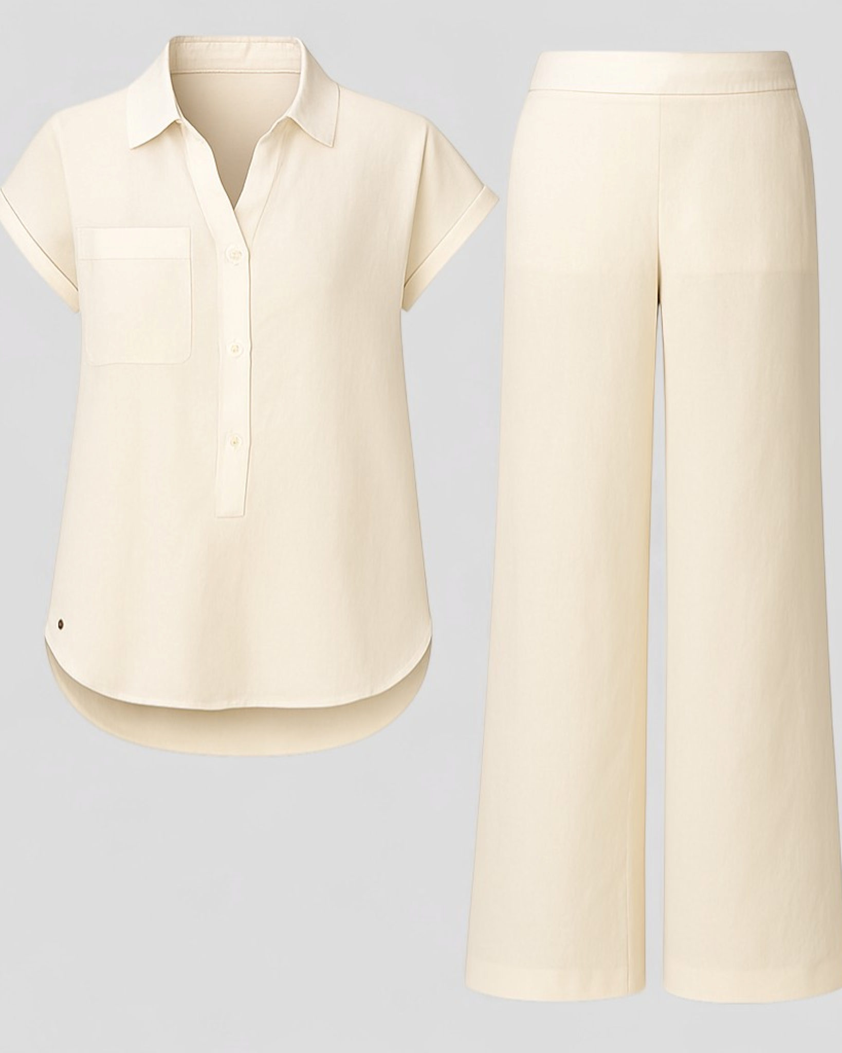 Ismeralda | Kvinders Elegant Linned Sæt til Sommer - Beige - Tøj sæt - {{ product_tags }