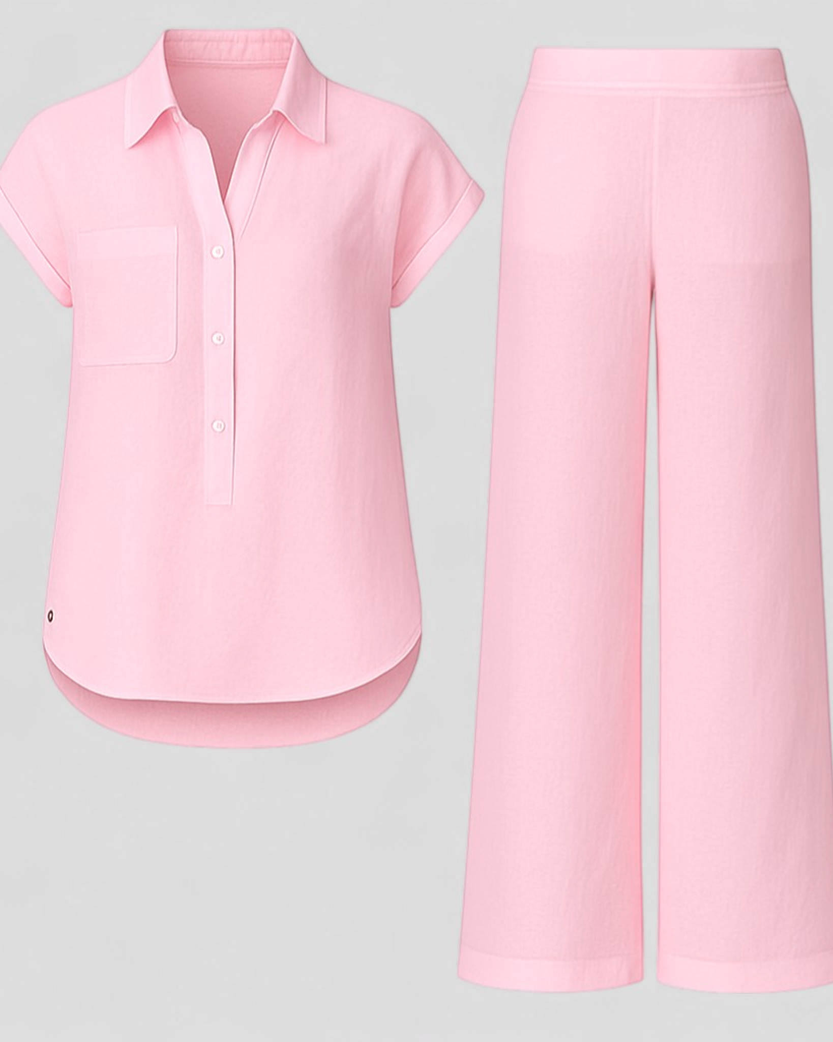 Ismeralda | Kvinders Elegant Linned Sæt til Sommer - Rosa - Tøj sæt - {{ product_tags }
