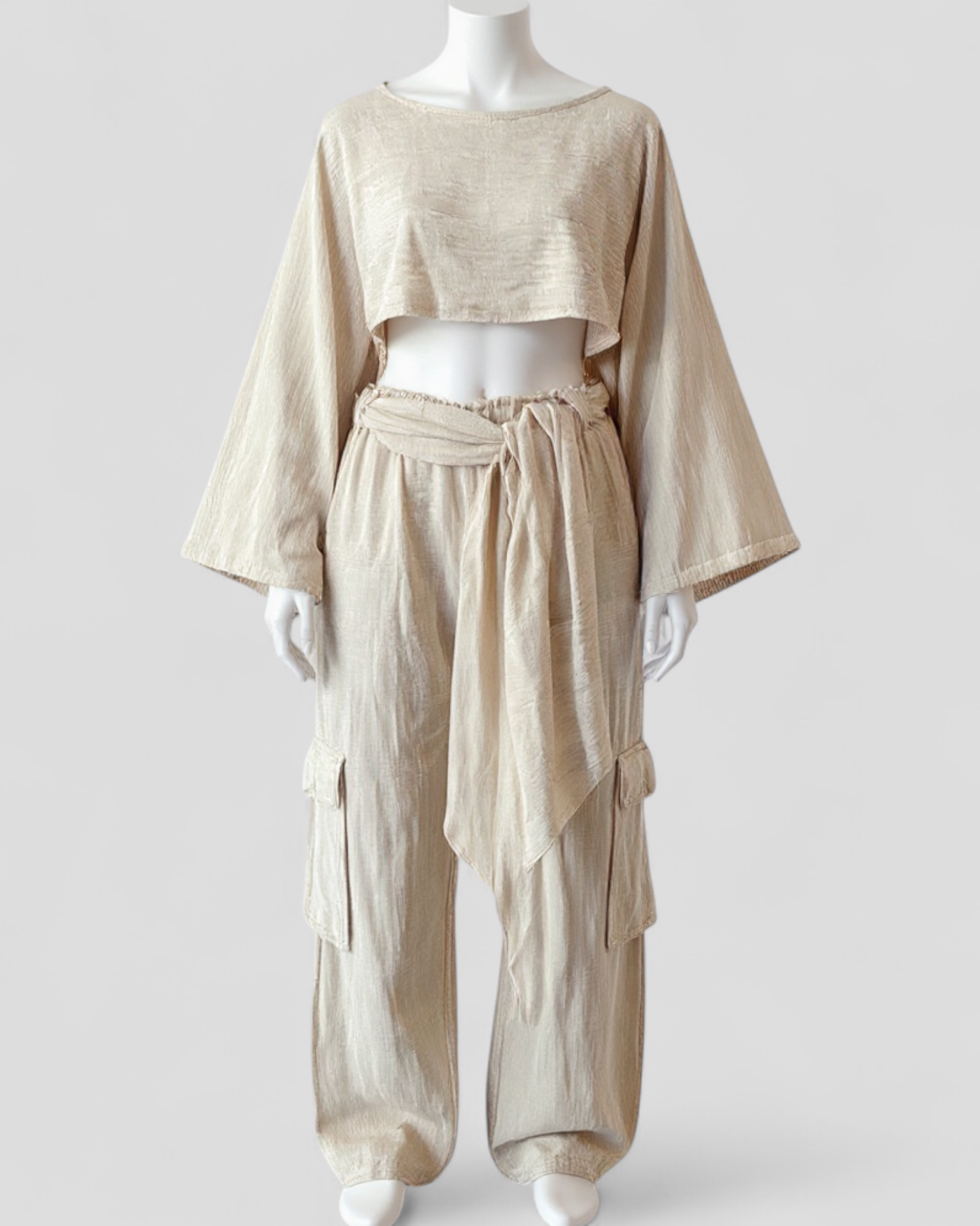Paminina | Kvinders Elegant Linned Sæt til Sommeren - L - Outfits & Sæt - {{ product_tags }