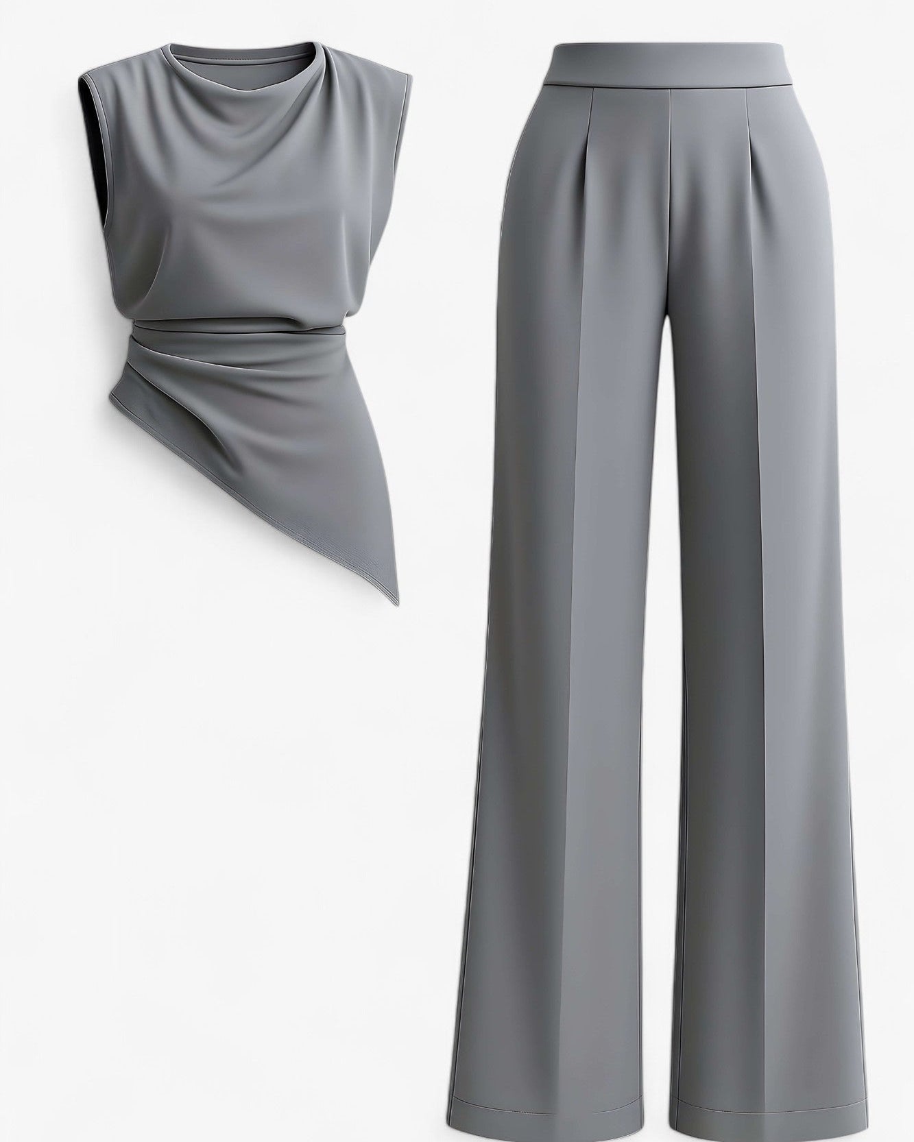 Bonnie | Kvinders Elegant To-Delt Sæt - Lys grå - Kvinders tøj - {{ product_tags }