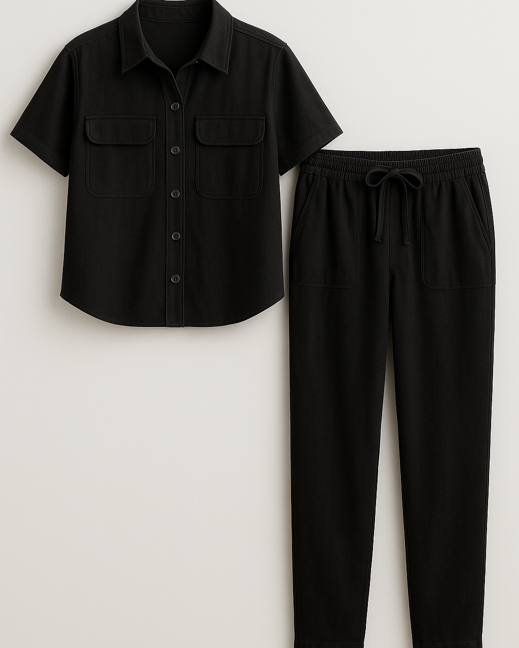 Cora | Kvinders Elegant To-Delt Sommer Sæt - Sort - Kvinders tøj - {{ product_tags }